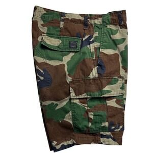 PacSun Mens Camo Cargo Shorts Green Brown Ripstop Size 32 "read"